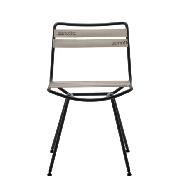 Zanotta Dan Chaise sans accoudoirs en acier inoxydable peint L 49,5 cm Outdoor