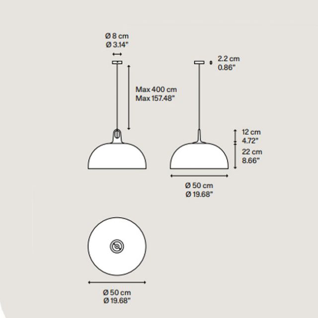 Lodes Jim Dome Lampe à suspension en métal 1 x E27 Bronzo Ø50cm