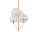 Oluce Lampe à suspension Lyndon 4 Lumières E27 H 135 cm Oro Satinato